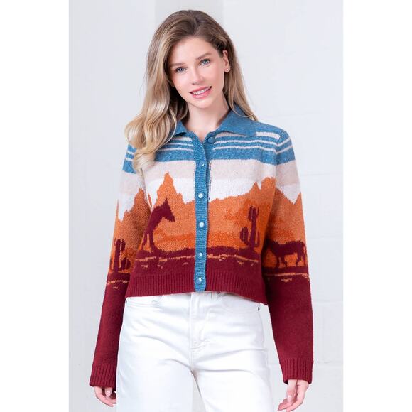 BOHO Western LONG SLV SWEATER CARDIGAN - Picture 2 of 10